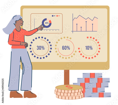 Financial Data Management. Vector illustration isolated on white background. eps10