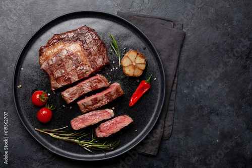 Grilled ribeye beef steak