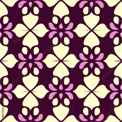 Delicate purple and white flowers bloom on a white backdrop in this elegant repeating fabric pattern. With hints of damask and art nouveau, it exudes a timeless charm.