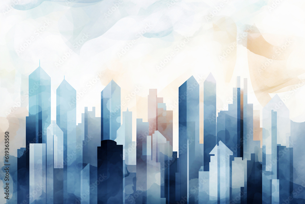 watercolor painting of a city skyline, generative ai