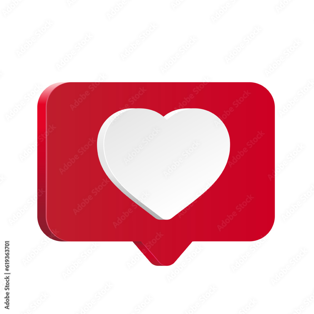 3D Heart icon with red and white 3D Heart icon with red and white