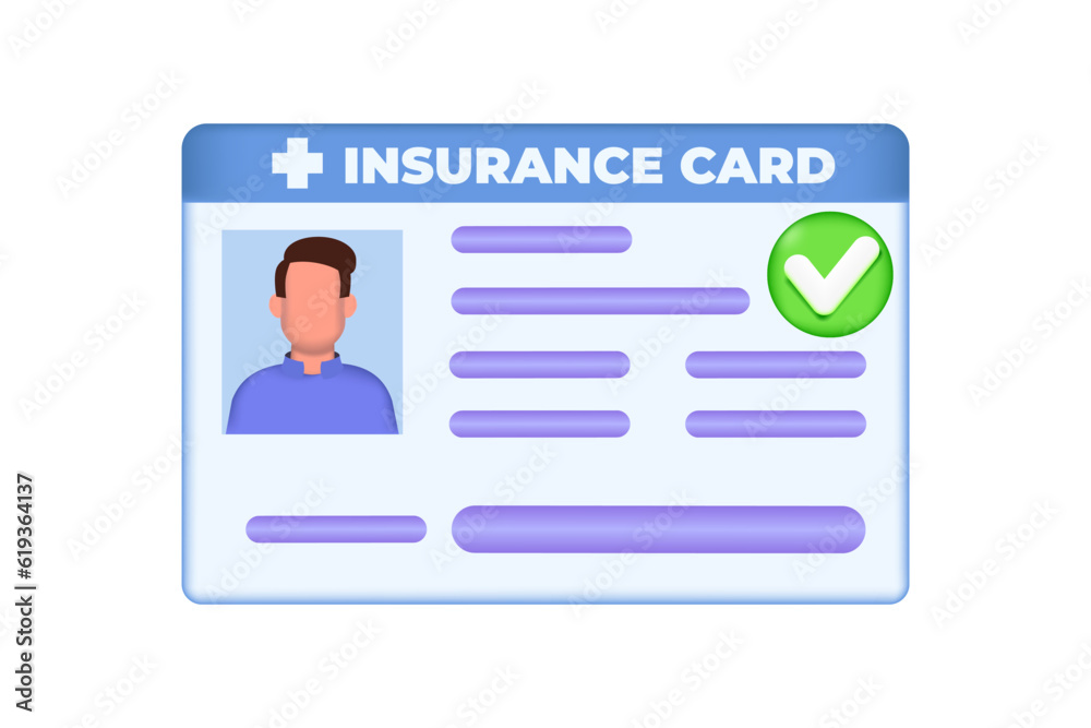Health insurance card 3d concept. Vector illustration Health insurance card 3d concept. Vector illustration