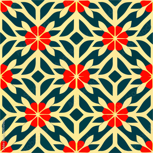 Striking black and yellow pattern adorned with captivating red circles. This repeating fabric pattern exhibits seamless symmetry and bears the hallmarks of Aizome craftsmanship. Its vibrant colors.