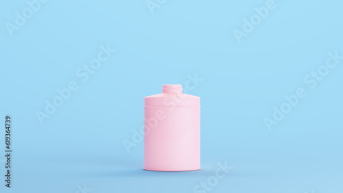 Pink talc tin traditional Talcum powder grooming product gen z kitsch blue background 3d illustration render digital rendering