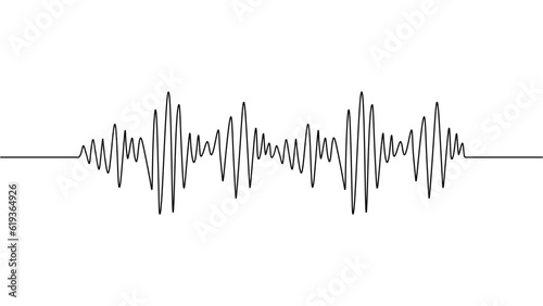 Music wave vector simple. Continuous one line drawing. Minimalist black line isolated on white background.