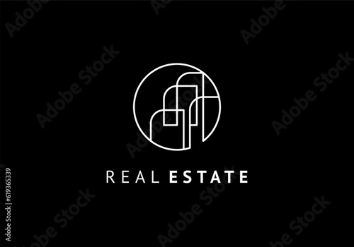 architect logo template line minimalist bauhaus design, isolated on white background.