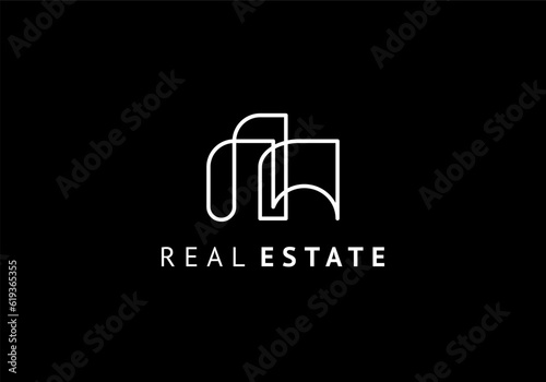 architect logo template line minimalist bauhaus design, isolated on white background.