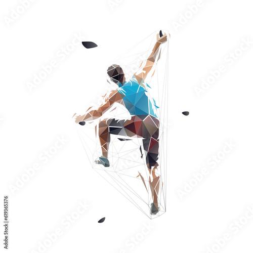 Sport climbing challenge, isolated low polygonal vector illustration, geometric drawing from triangles