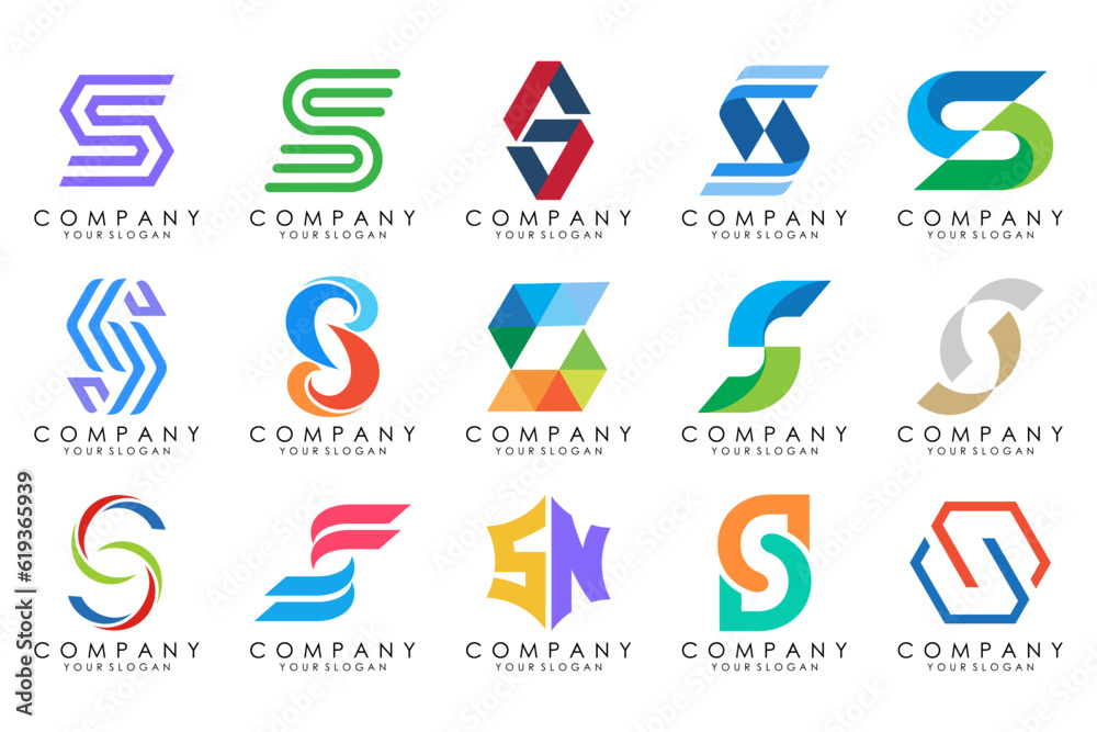 Abstract collection with letters S logo design. creative design logotype S with colorful colors. Abstract collection with letters S logo design. creative design logotype S with colorful colors.