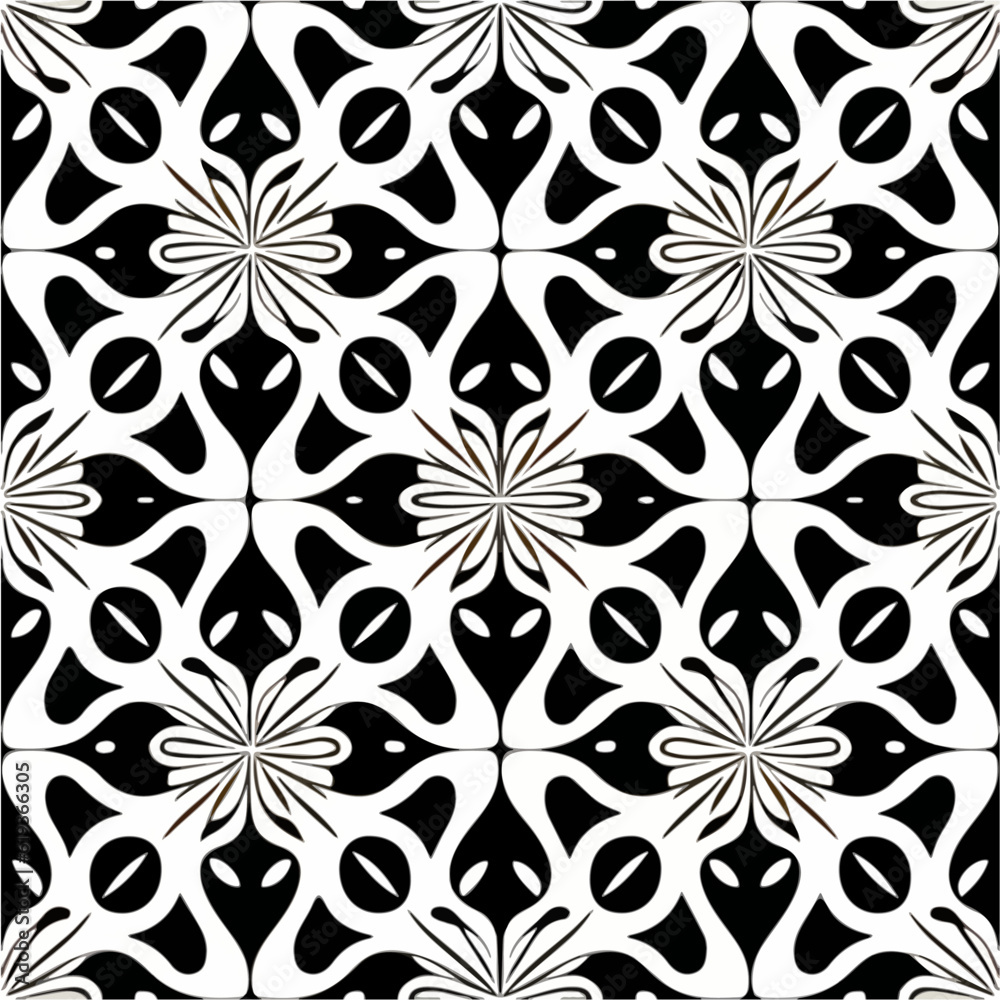 Captivating black and white abstract design, inspired by the intricate patterns of art nouveau and reminiscent of patterned tilework, adding a touch of elegance to any space. Captivating black and white abstract design, inspired by the intricate patterns of art nouveau and reminiscent of patterned tilework, adding a touch of elegance to any space.