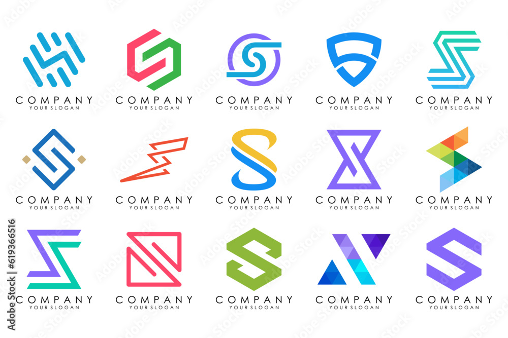 Abstract collection with letters S logo design. creative design logotype S with colorful colors. Abstract collection with letters S logo design. creative design logotype S with colorful colors.