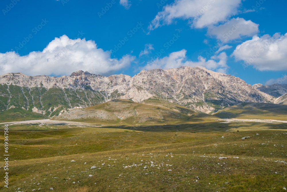 Views of Campo Imperatore, a high plateau in the province of L'Aquila, in the heart of the Gran Sasso and Monti della Laga National Park, Abruzzo, Italy