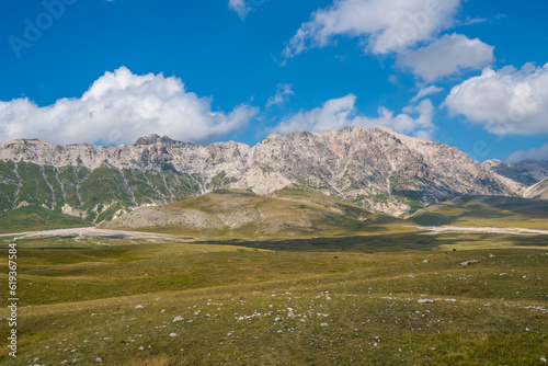 Views of Campo Imperatore, a high plateau in the province of L'Aquila, in the heart of the Gran Sasso and Monti della Laga National Park, Abruzzo, Italy