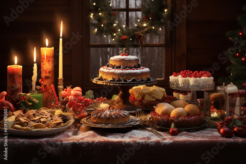 christmas cake with candles