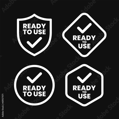 Ready to use vector icon on black background, stamp label with minimalist simple line art monoline style
