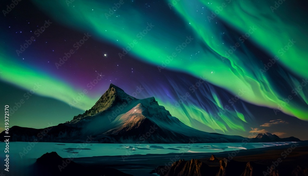 aurora borealis over the mountain