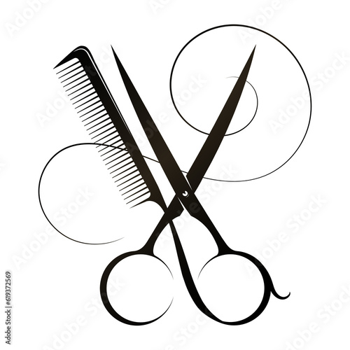 Design for beauty and hair salon. Stylist scissors and hairbrush