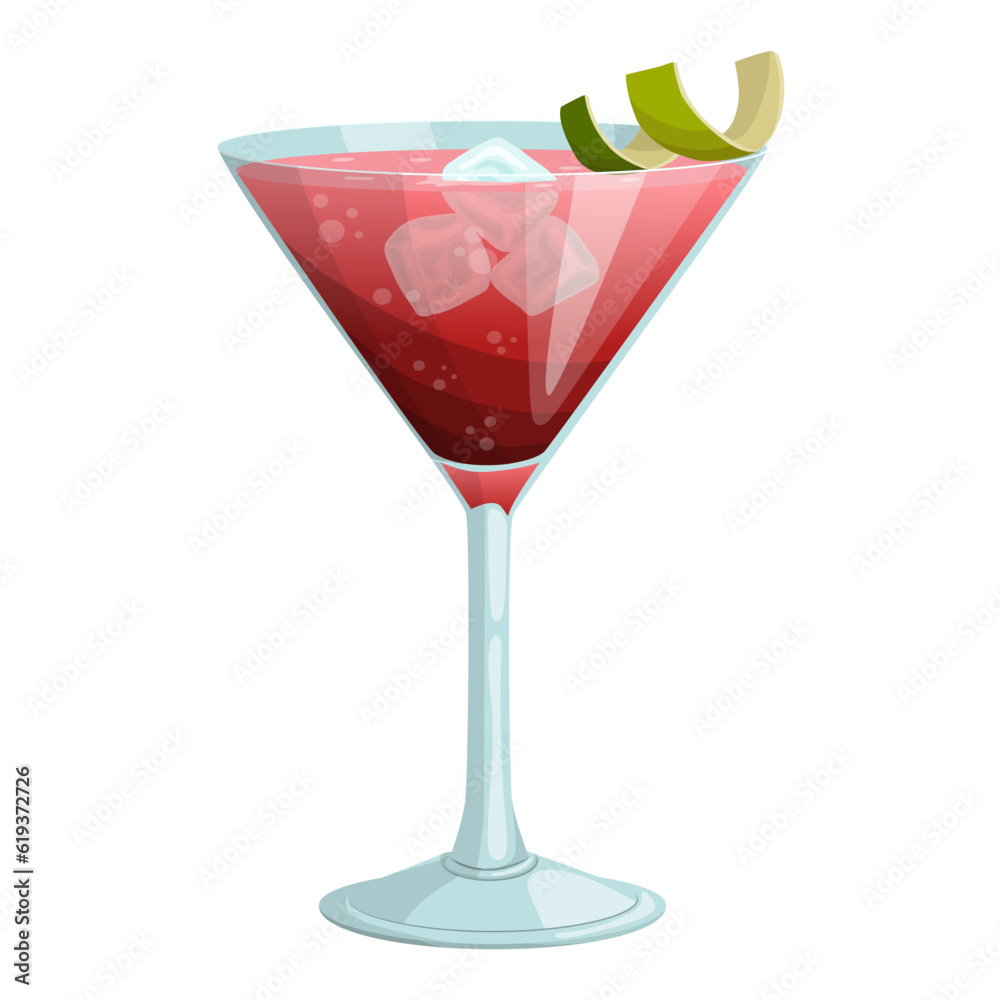 The cocktail is cosmopolitan. vector illustration on a white background