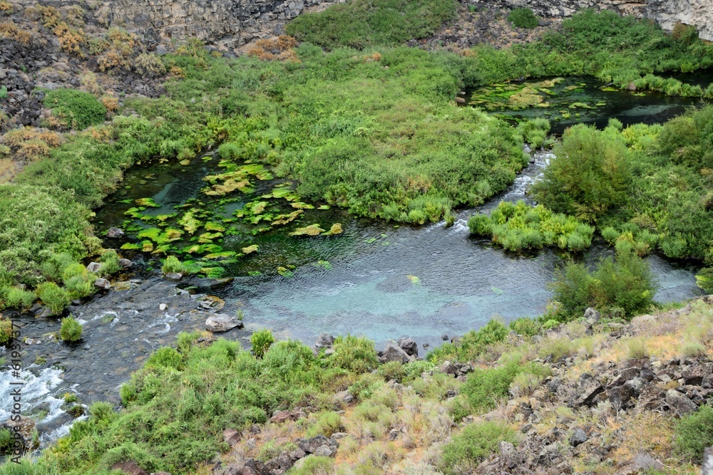 Picturesque landscape of Twin Falls on a beautiful day Picturesque landscape of Twin Falls on a beautiful day