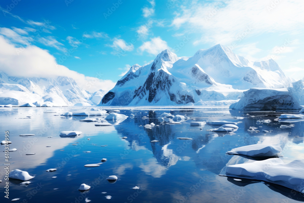Beautiful icy Antarctica. Generative AI