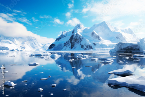 Beautiful icy Antarctica. Generative AI © Artsiom P