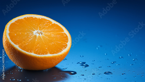 Generative AI an orange fruit on a blue surface