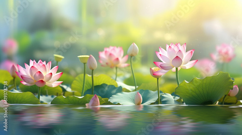 Natural Background with Lotus, Generative Ai