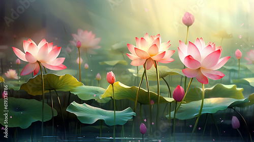Natural Background with Lotus, Generative Ai