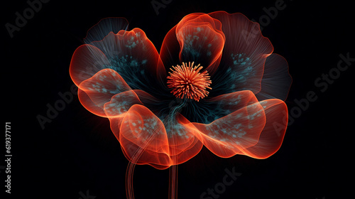 Poppy Flower on Dark, Generative AI, Generative Ai