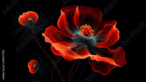 Poppy Flower on Dark, Generative AI, Generative Ai