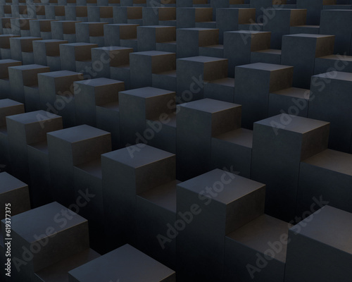 3d cube symmetry pattern stairs concept geometry background wallpaper 3d render side view