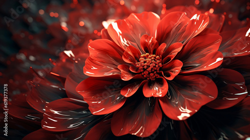 Red Flower Closeup, Generative AI, Generative Ai