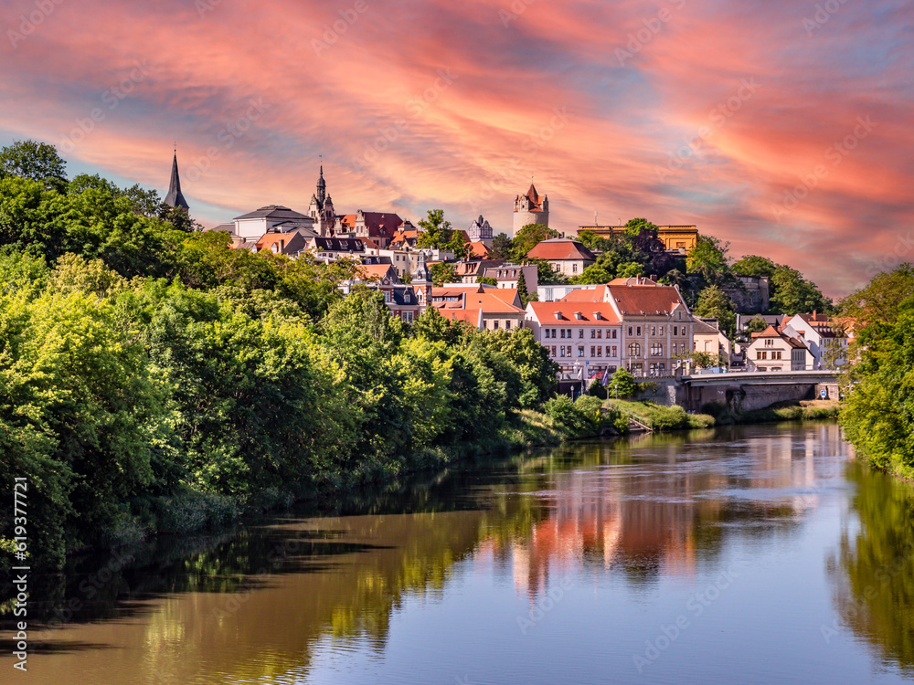 Panoramic view of the city of Bernburg in Saxony-Anhalt