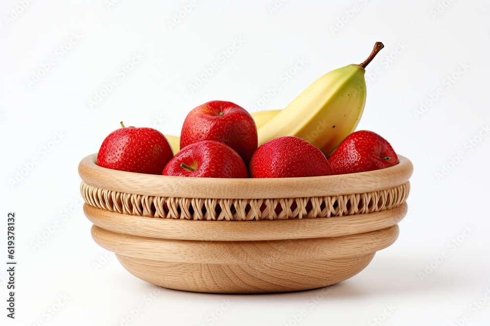 Wooden fruit or bread basket on white background Wooden fruit or bread basket on white background