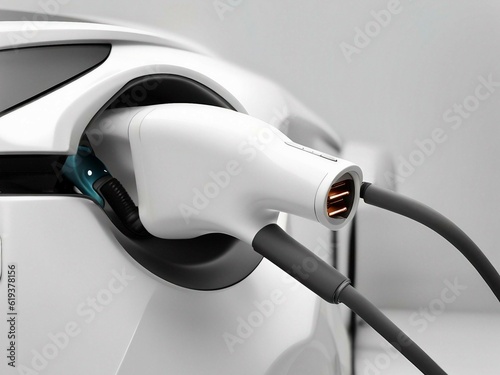 Electrical car charger, white electric car charging with electric vehicle technology