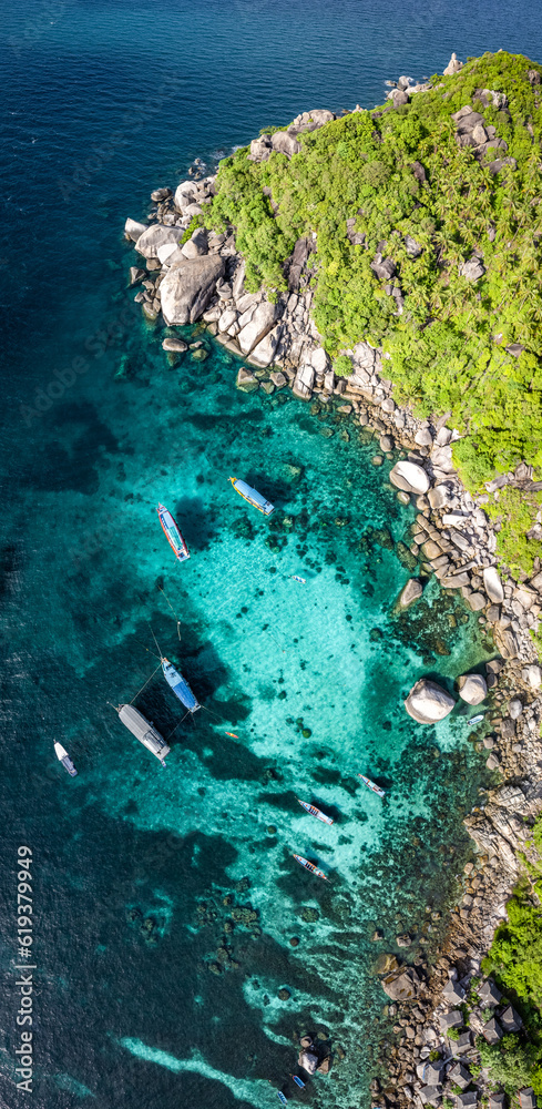 Aerial view of Shark Bay in koh Tao, Thailand