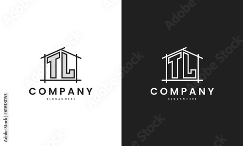 Initial TL home logo with creative house element in line art style vector design template photo