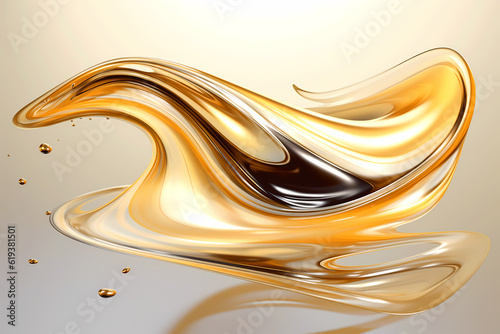 Beauty in Motion, Light Shining on Golding Splash of Oil, Creating Smooth and Elegant Swirls, Ideal for Fuel and Luxury Concepts, generative ai.