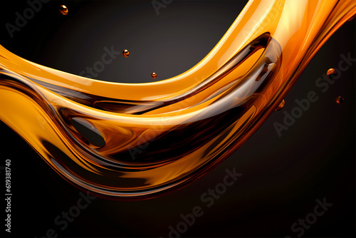 Beauty in Motion, Light Shining on Golding Splash of Oil, Creating Smooth and Elegant Swirls, Ideal for Fuel and Luxury Concepts, generative ai.