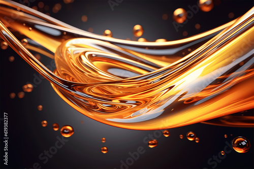 Beauty in Motion, Light Shining on Golding Splash of Oil, Creating Smooth and Elegant Swirls, Ideal for Fuel and Luxury Concepts, generative ai.