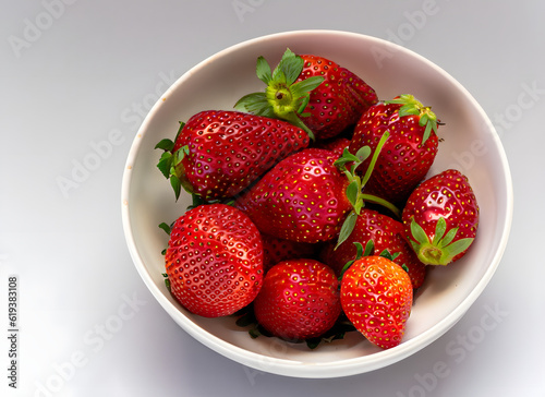 Schüssel voller reifer Erdbeeren auf hellem Hintergrund – Sommerfrucht