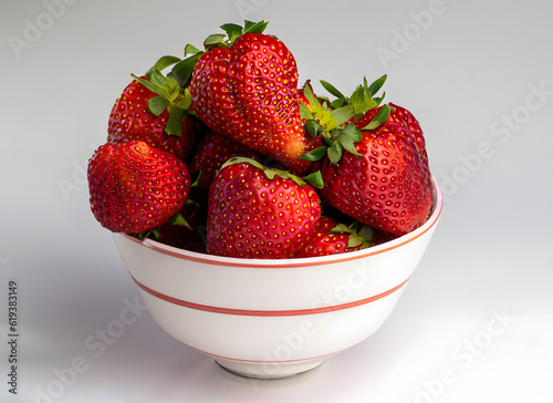 Schüssel voller reifer Erdbeeren auf hellem Hintergrund – Sommerfrucht