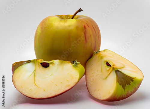 Frische Äpfel und Apfelhälfte auf hellem Hintergrund – Natürlich und gesund
