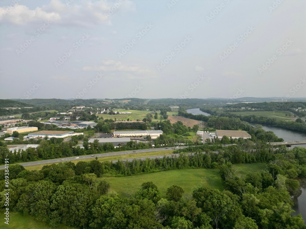 Aerial view of beautiful rural natural scenery in the countryside of Haverhill, Massachusetts Aerial view of beautiful rural natural scenery in the countryside of Haverhill, Massachusetts