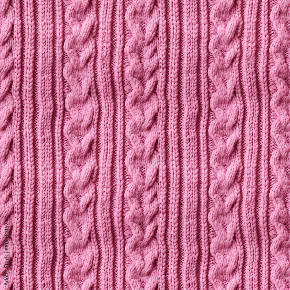 Pink knitted fabric, seamless pixel perfect pattern texture.