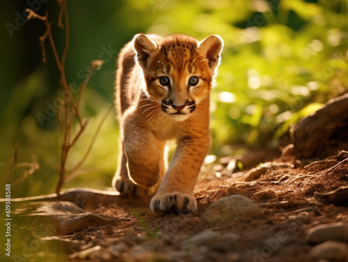 Close-up of a cute puma cub