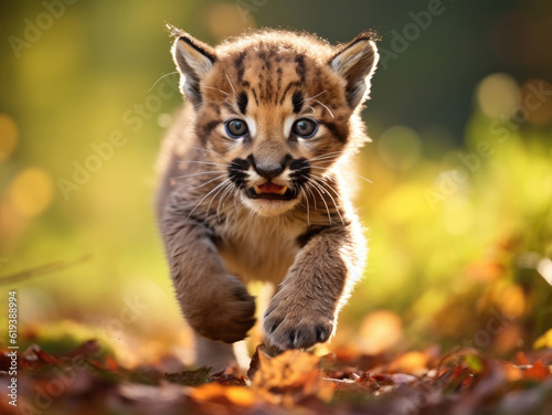 Close-up of a cute puma cub