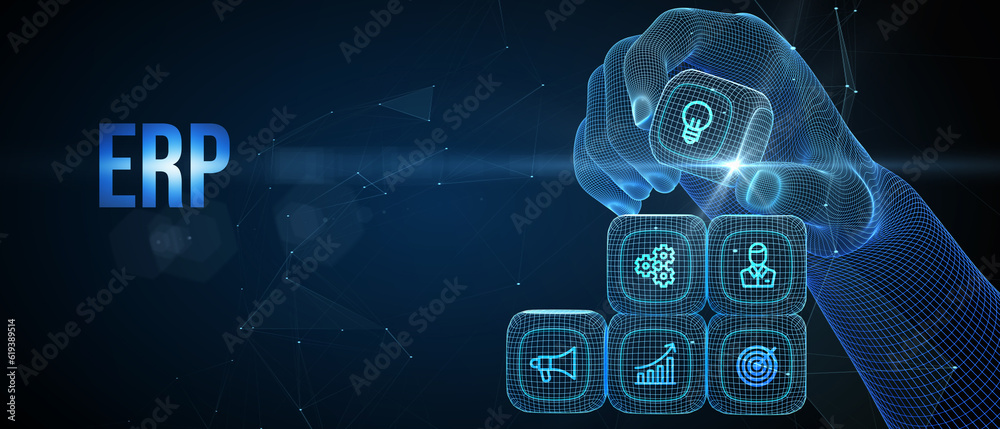 Fototapeta premium Business, Technology, Internet and network concept. Enterprise resource planning ERP concept. 3d illustration