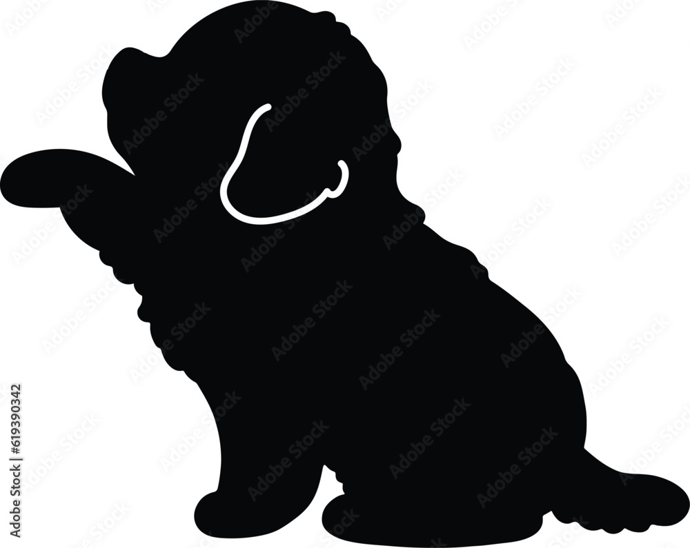 Silhouette of Maltese Dog shaking hands Silhouette of Maltese Dog shaking hands