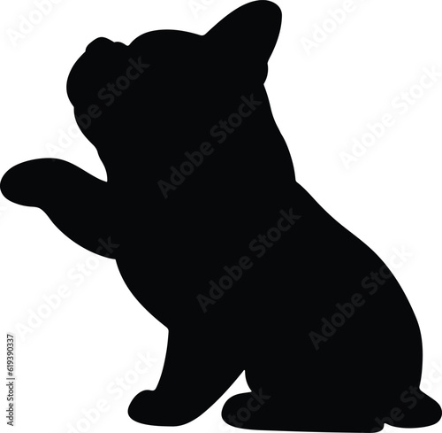 Silhouette of French Bulldog shaking hands
